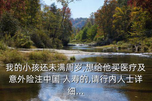 我的小孩還未滿周歲,想給他買醫(yī)療及意外險注中國 人壽的,請行內人士詳細...