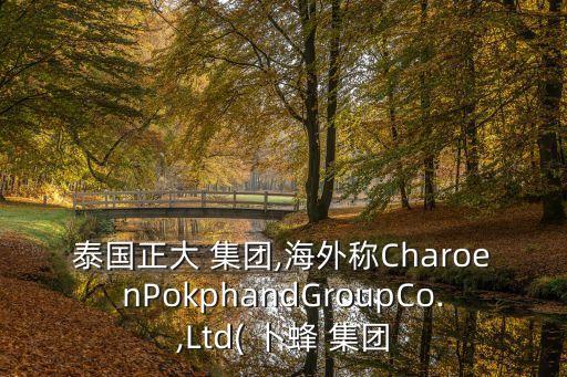 泰國正大 集團,海外稱CharoenPokphandGroupCo.,Ltd( 卜蜂 集團