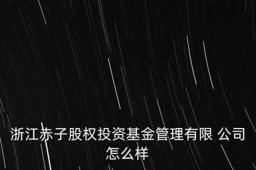 浙江赤子股權(quán)投資基金管理有限 公司怎么樣