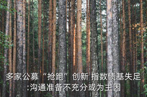 多家公募“搶跑”創(chuàng)新 指數(shù)債基失足:溝通準(zhǔn)備不充分或?yàn)橹饕? class=