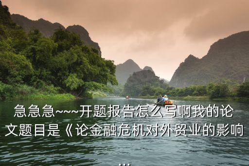急急急~~~開題報告怎么寫啊我的論文題目是《論金融危機對外貿(mào)業(yè)的影響...