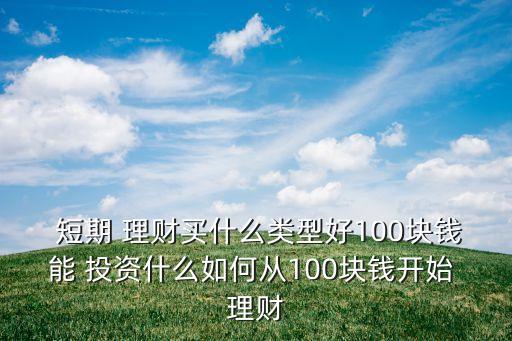  短期 理財(cái)買什么類型好100塊錢能 投資什么如何從100塊錢開始 理財(cái)
