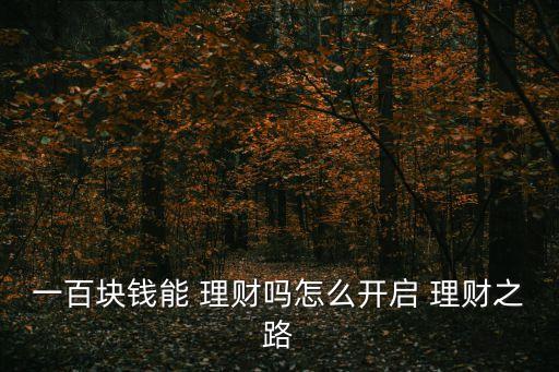 一百塊錢能 理財(cái)嗎怎么開啟 理財(cái)之路