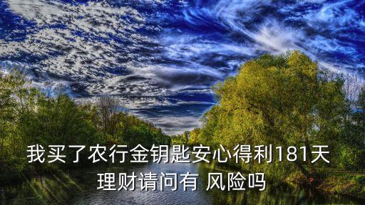 我買了農(nóng)行金鑰匙安心得利181天 理財請問有 風險嗎