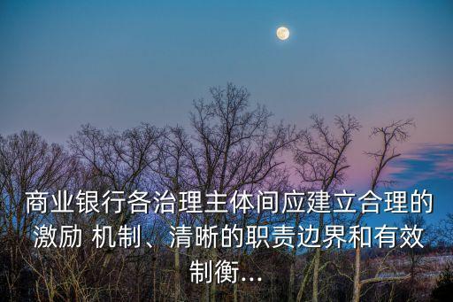  商業(yè)銀行各治理主體間應(yīng)建立合理的 激勵(lì) 機(jī)制、清晰的職責(zé)邊界和有效制衡...