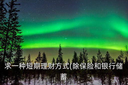 求一種短期理財(cái)方式(除保險(xiǎn)和銀行儲(chǔ)蓄