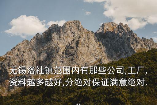無錫洛社鎮(zhèn)范圍內有那些公司,工廠,資料越多越好,分絕對保證滿意絕對...
