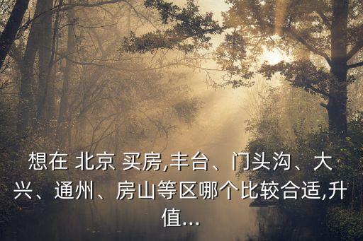 想在 北京 買(mǎi)房,豐臺(tái)、門(mén)頭溝、大興、通州、房山等區(qū)哪個(gè)比較合適,升值...