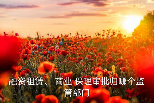 融資租賃、 商業(yè) 保理審批歸哪個監(jiān)管部門
