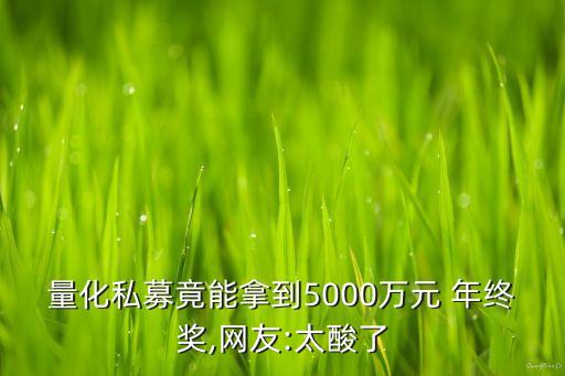 量化私募竟能拿到5000萬元 年終獎,網友:太酸了