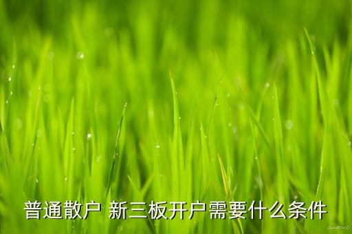 普通散戶 新三板開(kāi)戶需要什么條件