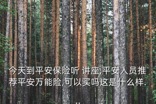 今天到平安保險(xiǎn)聽 講座,平安人員推薦平安萬(wàn)能險(xiǎn),可以買嗎這是什么樣...