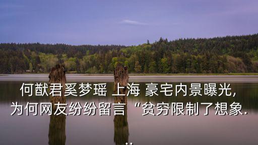何猷君奚夢瑤 上海 豪宅內(nèi)景曝光,為何網(wǎng)友紛紛留言“貧窮限制了想象...