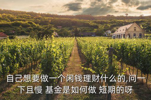 自己想要做一個閑錢理財什么的,問一下且慢 基金是如何做 短期的呀