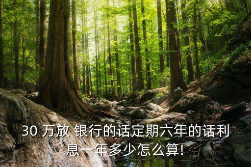 30 萬(wàn)放 銀行的話定期六年的話利息一年多少怎么算!