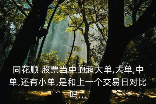 同花順 股票當(dāng)中的超大單,大單,中單,還有小單,是和上一個(gè)交易日對(duì)比嗎...