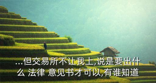 ...但交易所不讓我上,說(shuō)是要出什么 法律 意見(jiàn)書(shū)才可以,有誰(shuí)知道