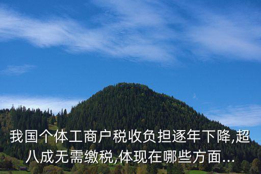 我國個(gè)體工商戶稅收負(fù)擔(dān)逐年下降,超八成無需繳稅,體現(xiàn)在哪些方面...