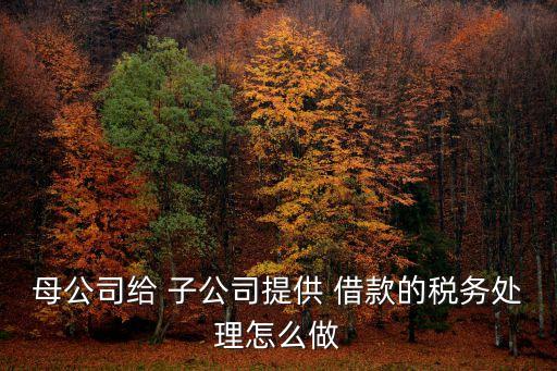 母公司給 子公司提供 借款的稅務處理怎么做