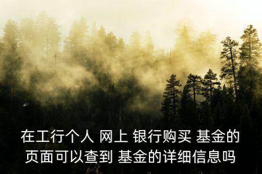 在工行個(gè)人 網(wǎng)上 銀行購(gòu)買 基金的頁(yè)面可以查到 基金的詳細(xì)信息嗎