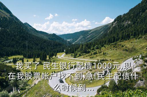 我買(mǎi)了 民生銀行配債1000元,現(xiàn)在我股票帳戶(hù)找不到,急!民生配債什么時(shí)候到...