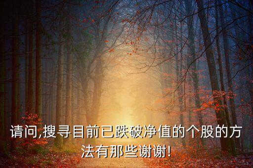 請問,搜尋目前已跌破凈值的個股的方法有那些謝謝!