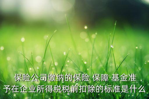  保險公司繳納的保險 保障 基金準予在企業(yè)所得稅稅前扣除的標準是什么