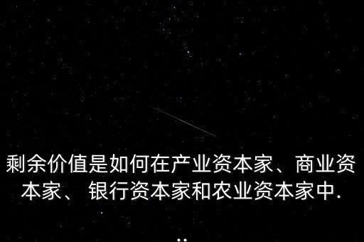 剩余價(jià)值是如何在產(chǎn)業(yè)資本家、商業(yè)資本家、 銀行資本家和農(nóng)業(yè)資本家中...