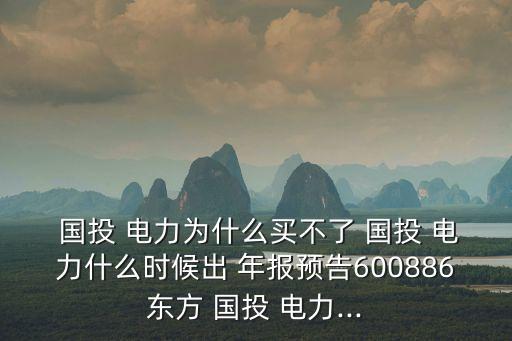  國(guó)投 電力為什么買(mǎi)不了 國(guó)投 電力什么時(shí)候出 年報(bào)預(yù)告600886東方 國(guó)投 電力...
