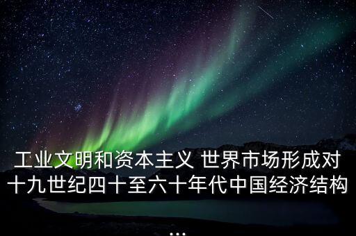 工業(yè)文明和資本主義 世界市場(chǎng)形成對(duì)十九世紀(jì)四十至六十年代中國(guó)經(jīng)濟(jì)結(jié)構(gòu)...