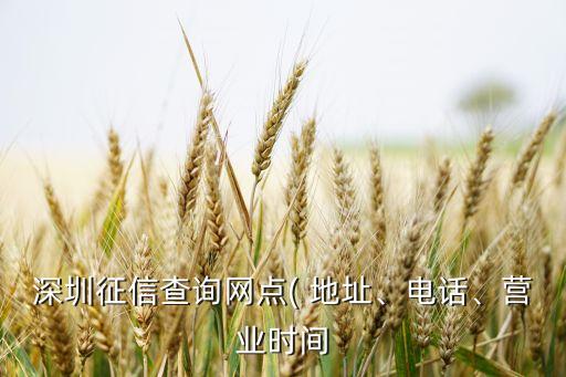 深圳征信查詢網(wǎng)點( 地址、電話、營業(yè)時間
