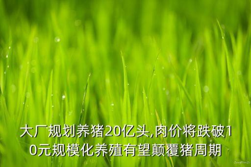 大廠規(guī)劃養(yǎng)豬20億頭,肉價(jià)將跌破10元規(guī)?；B(yǎng)殖有望顛覆豬周期