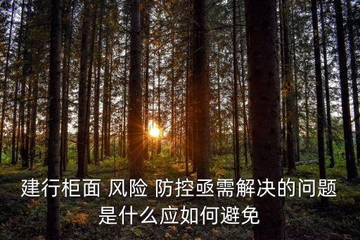 建行柜面 風險 防控亟需解決的問題是什么應如何避免
