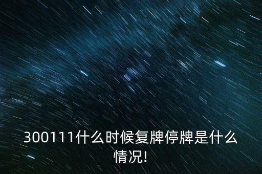 300111什么時候復(fù)牌停牌是什么情況!