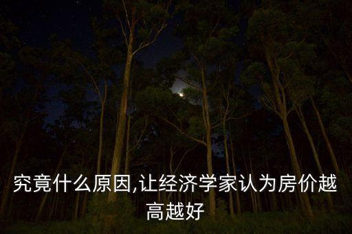 究竟什么原因,讓經(jīng)濟學家認為房價越高越好