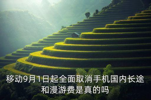 移動(dòng)9月1日起全面取消手機(jī)國內(nèi)長途和漫游費(fèi)是真的嗎