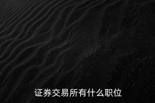  證券交易所有什么職位