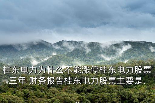 桂東電力為什么不能漲停桂東電力股票三年 財務報告桂東電力股票主要是...