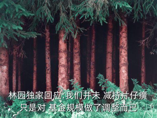 林園獨家回應:我們并未 減持片仔癀只是對 基金規(guī)模做了調整而已