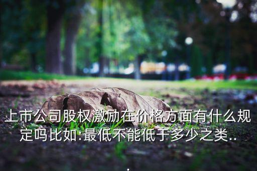 上市公司股權激勵在價格方面有什么規(guī)定嗎比如:最低不能低于多少之類...
