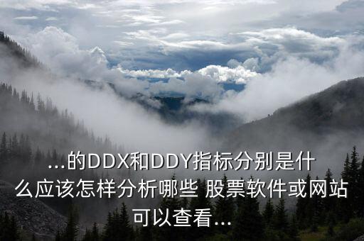 ...的DDX和DDY指標分別是什么應(yīng)該怎樣分析哪些 股票軟件或網(wǎng)站可以查看...
