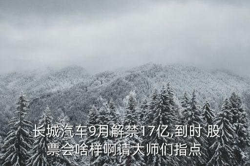  長城汽車9月解禁17億,到時 股票會啥樣啊請大師們指點(diǎn)