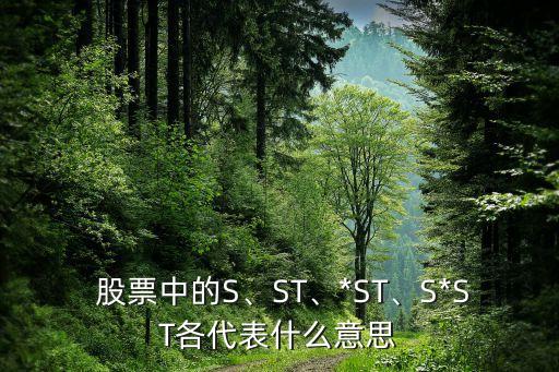  股票中的S、ST、*ST、S*ST各代表什么意思