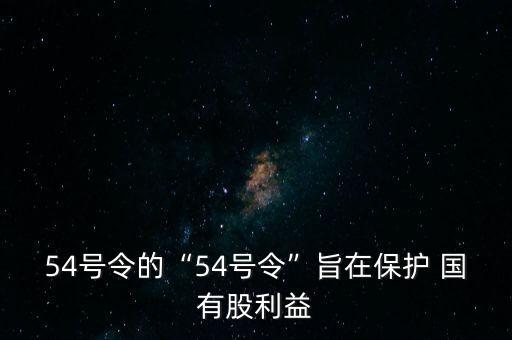 54號(hào)令的“54號(hào)令”旨在保護(hù) 國有股利益